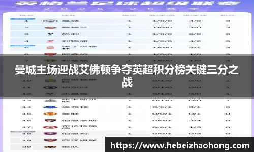 333体育曼城主场迎战艾佛顿争夺英超积分榜关键三分之战